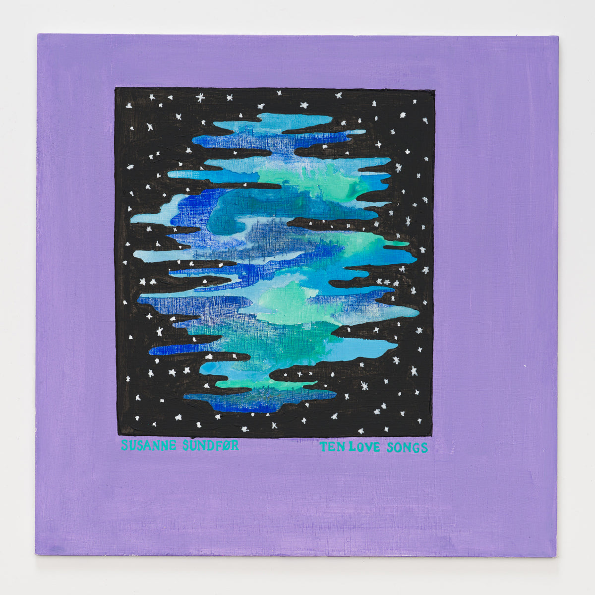 Amy Wike's panel reinterpreting Ten Love Songs by Susanne Sundfor, 12 by 12 inch plywood, from The LP Show 2026