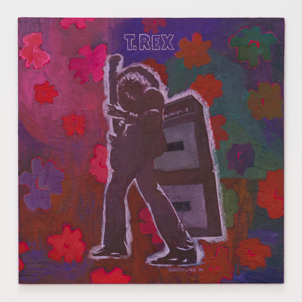 Brooke Sunderland's panel reinterpreting Electric Warrior by T. Rex, 12 by 12 inch plywood, from The LP Show 2026