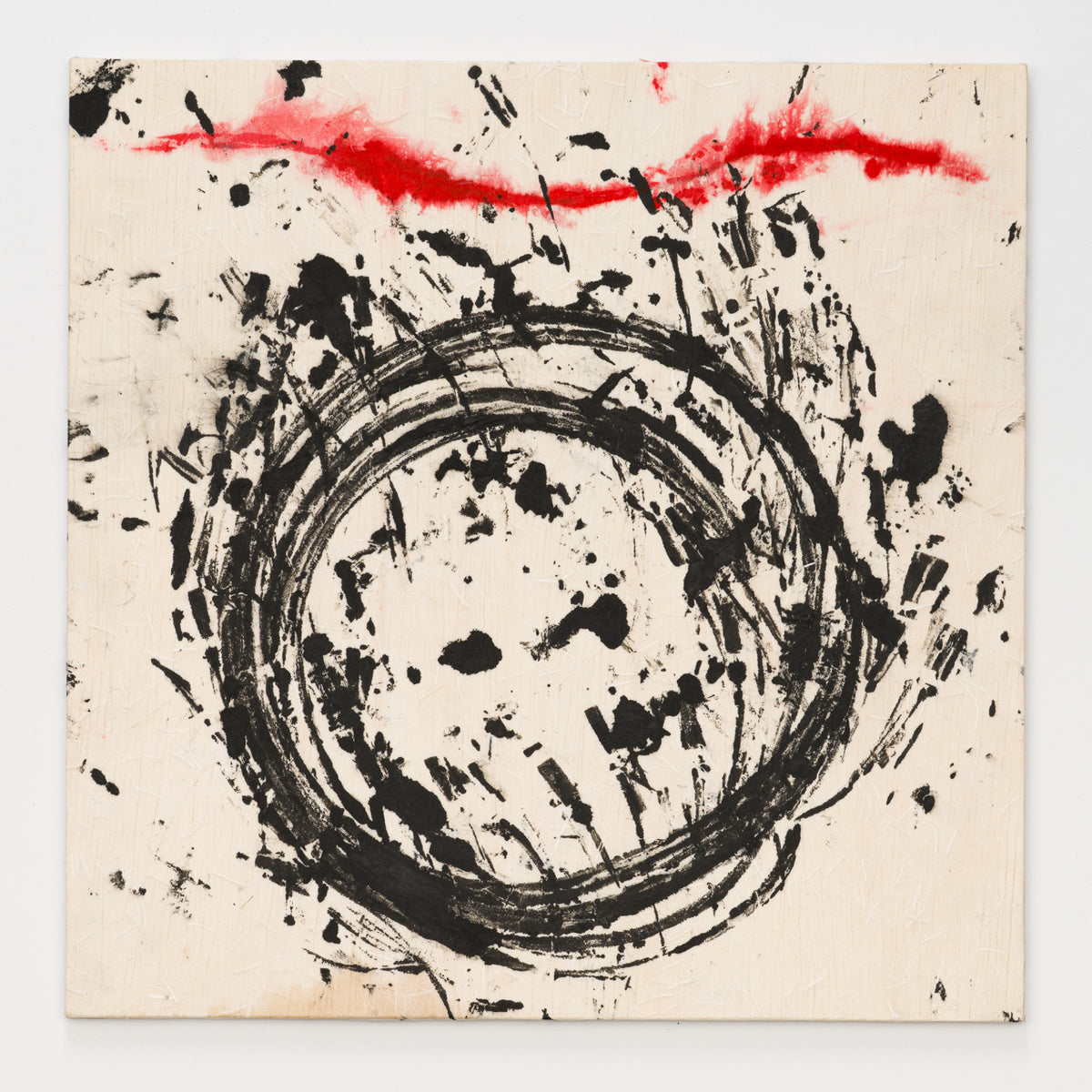 Claire Gunville's panel reinterpreting Blowout by John Carroll Kirby, 12 by 12 inch plywood, from The LP Show 2026