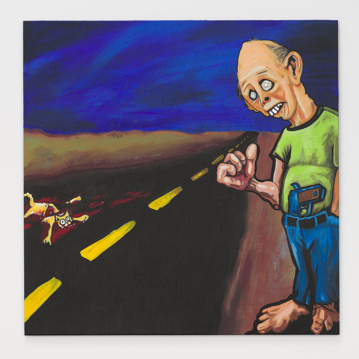 Diego Corrall's panel reinterpreting Where You Been by Dinosaur Jr, 12 by 12 inch plywood, from The LP Show 2026, panel two of two
