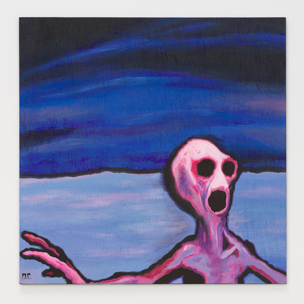 Diego Corrall's panel reinterpreting Where You Been by Dinosaur Jr, 12 by 12 inch plywood, from The LP Show 2026