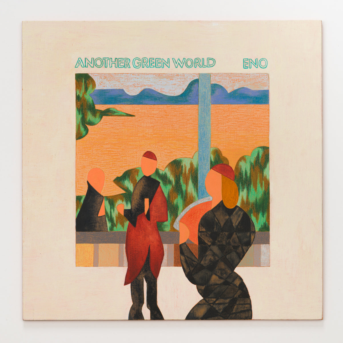 Emily Kepulis's panel reinterpreting Another Green World by Brian Eno, 12 by 12 inch plywood, from The LP Show 2026