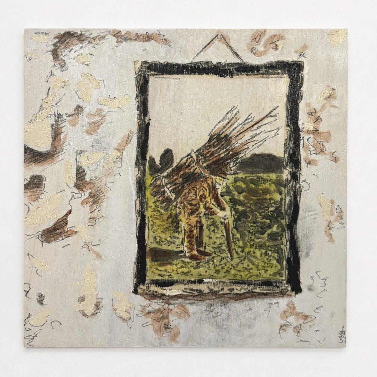 Jeff Sheridan's panel reinterpreting IV by Led Zeppelin, 12 by 12 inch plywood, from The LP Show 2026