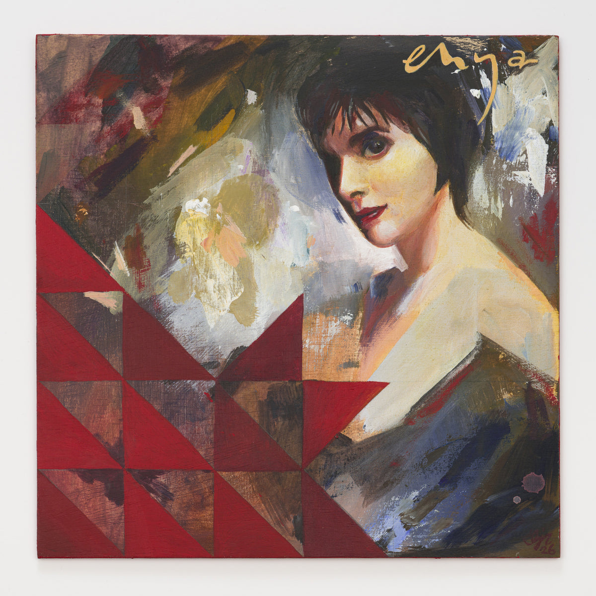 Lettie Jane Rennekamp's panel reinterpreting Watermark by Enya, 12 by 12 inch plywood, from The LP Show 2026