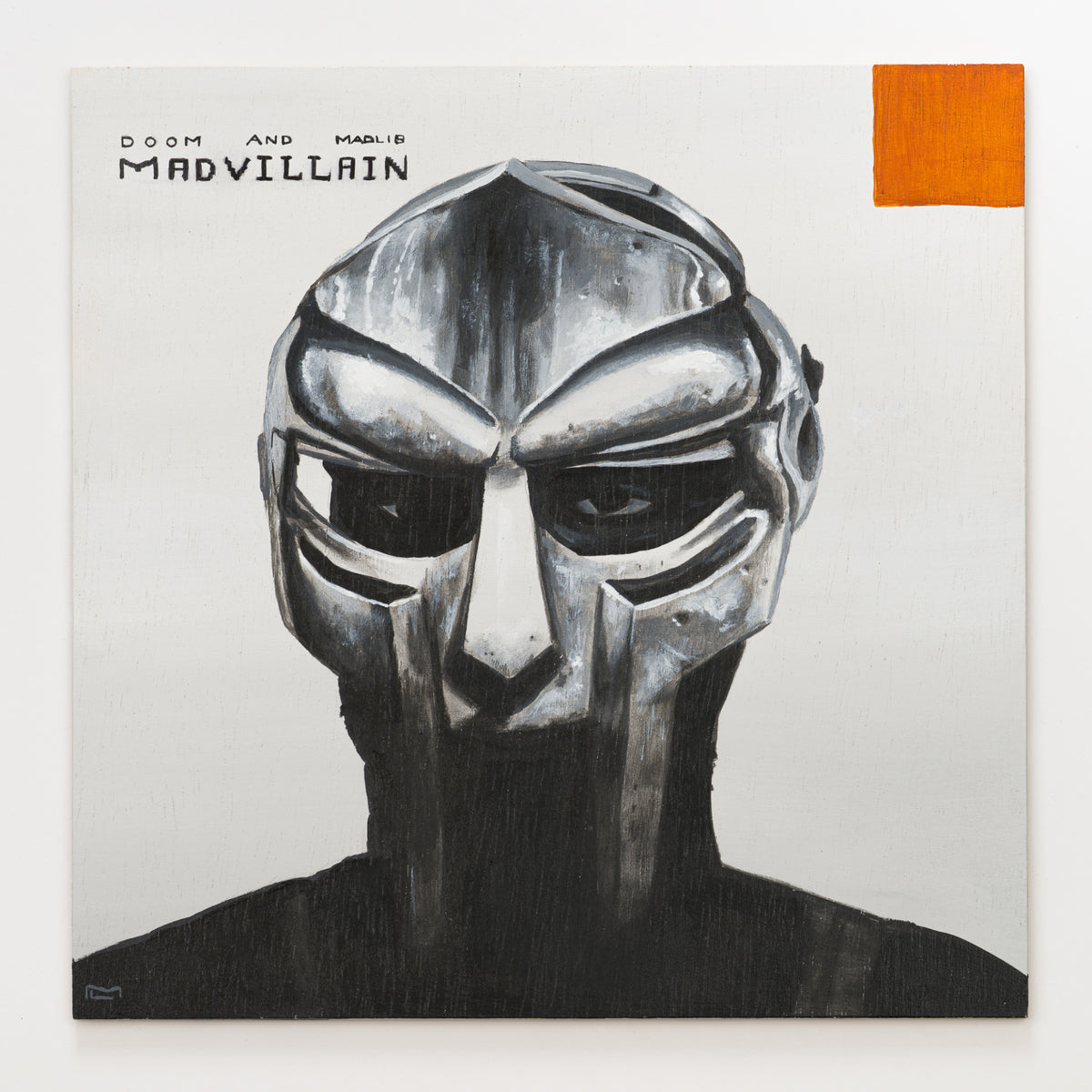 Matt Linares's panel reinterpreting Madvillainy by Madvillain, 12 by 12 inch plywood, from The LP Show 2026