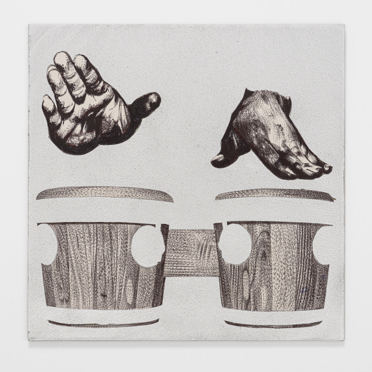 Max Estes's panel reinterpreting Bongo Rock by Incredible Bongo Band, 12 by 12 inch plywood, from The LP Show 2026