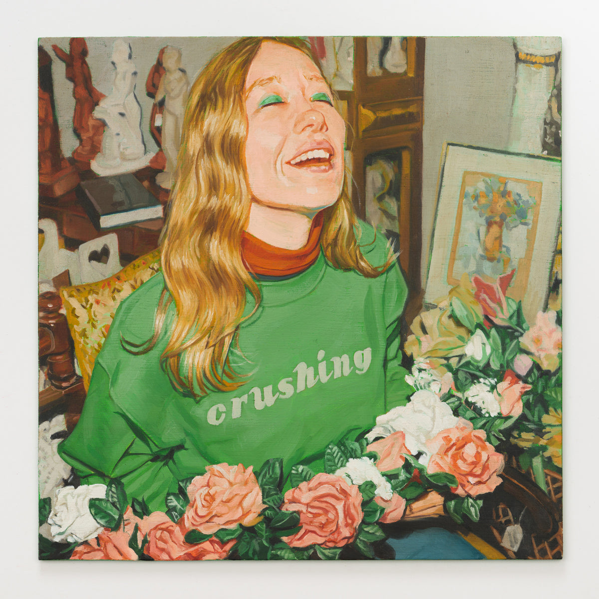 Nick Raz's panel reinterpreting Crushing by Julia Jacklin, 12 by 12 inch plywood, from The LP Show 2026