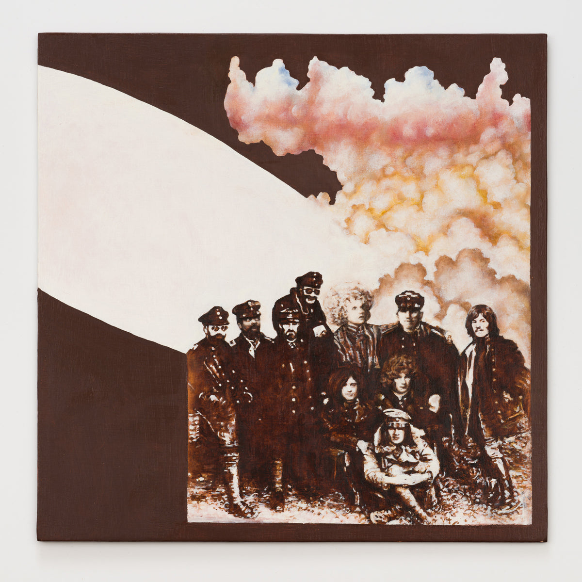 Rachel Sabin's panel reinterpreting II by Led Zeppelin, 12 by 12 inch plywood, from The LP Show 2026