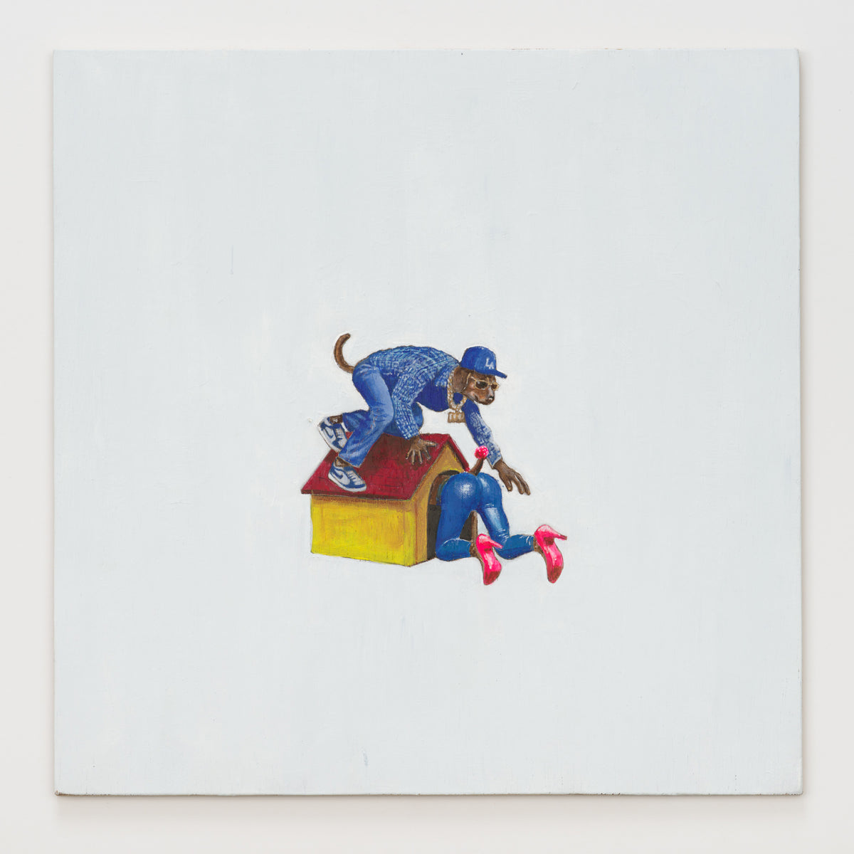 Shawn Diaz's panel reinterpreting Doggystyle by Snoop Dogg, 12 by 12 inch plywood, from The LP Show 2026