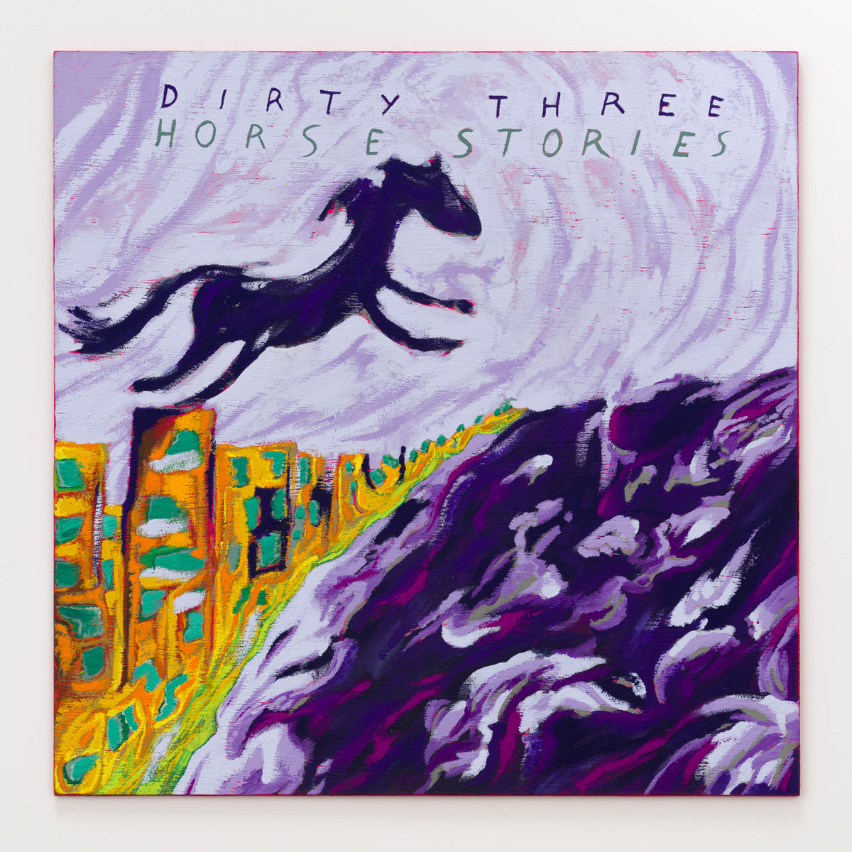 Tedd Anderson's panel reinterpreting Horse Stories by Dirty Three, 12 by 12 inch plywood, from The LP Show 2026