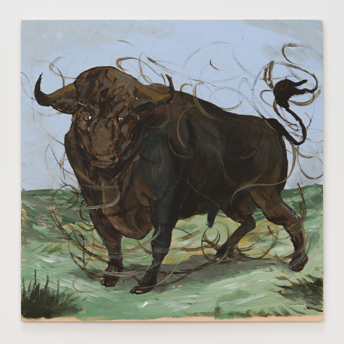 Tristan Perrotti's panel reinterpreting Self Titled by San Fermin, 12 by 12 inch plywood, from The LP Show 2026