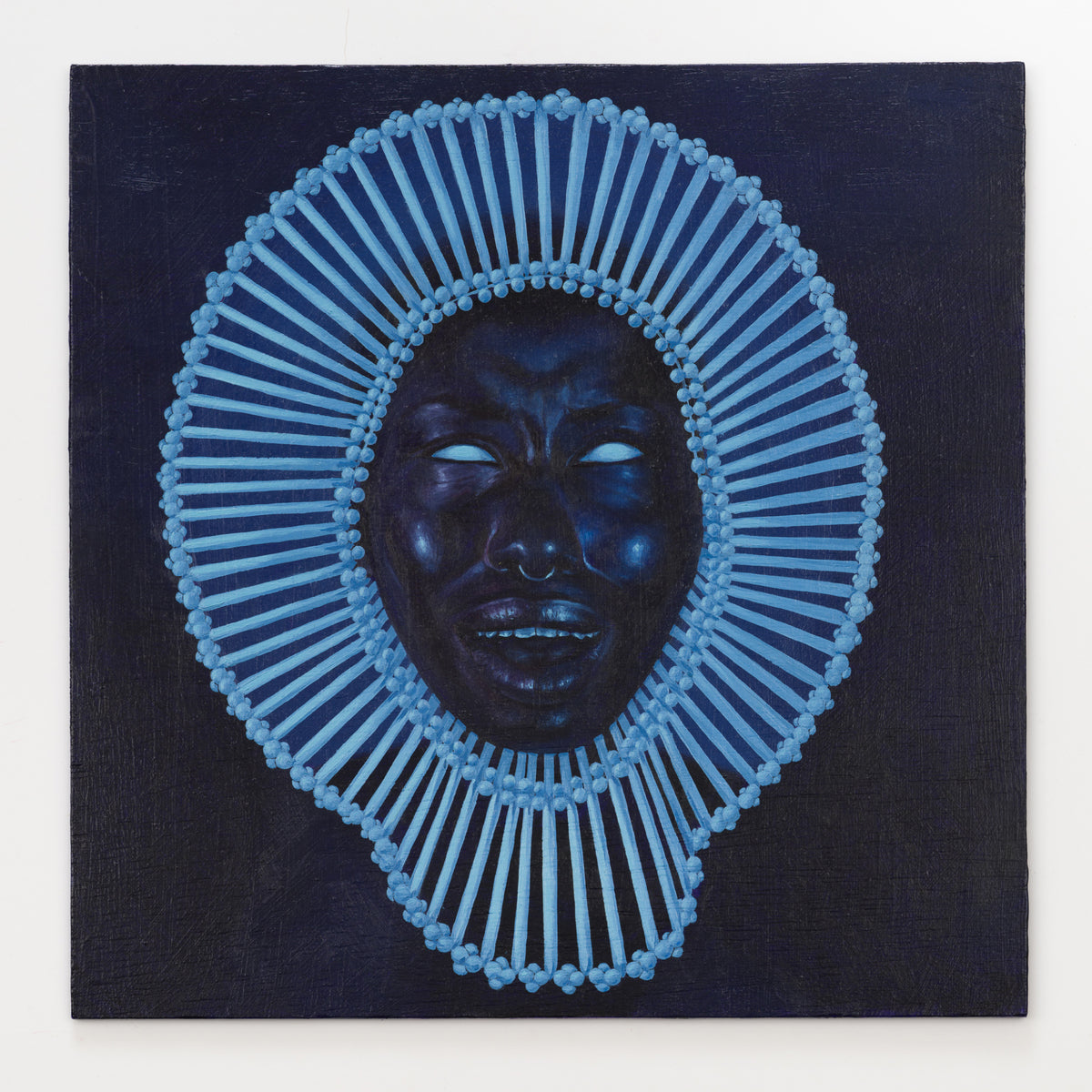 VR Rivera's panel reinterpreting Awaken My Love by Childish Gambino, 12 by 12 inch plywood, from The LP Show 2026