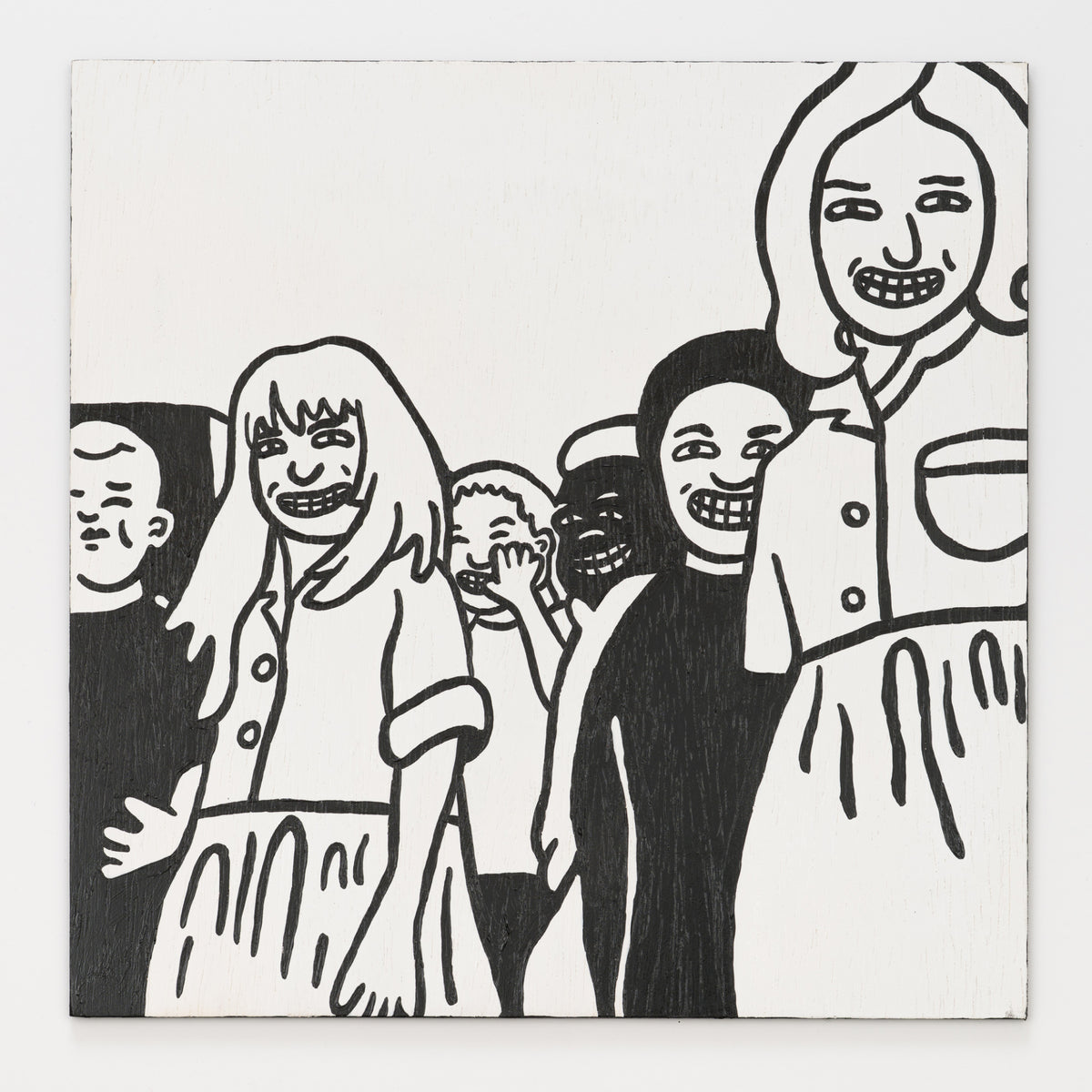 Wokeface's panel reinterpreting Come to Daddy by Aphex Twin, 12 by 12 inch plywood, from The LP Show 2026